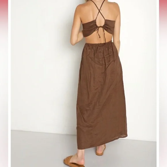 Faithfull the Brand La Piedra Maxi Dress Chocolate 10 - Picture 12 of 12